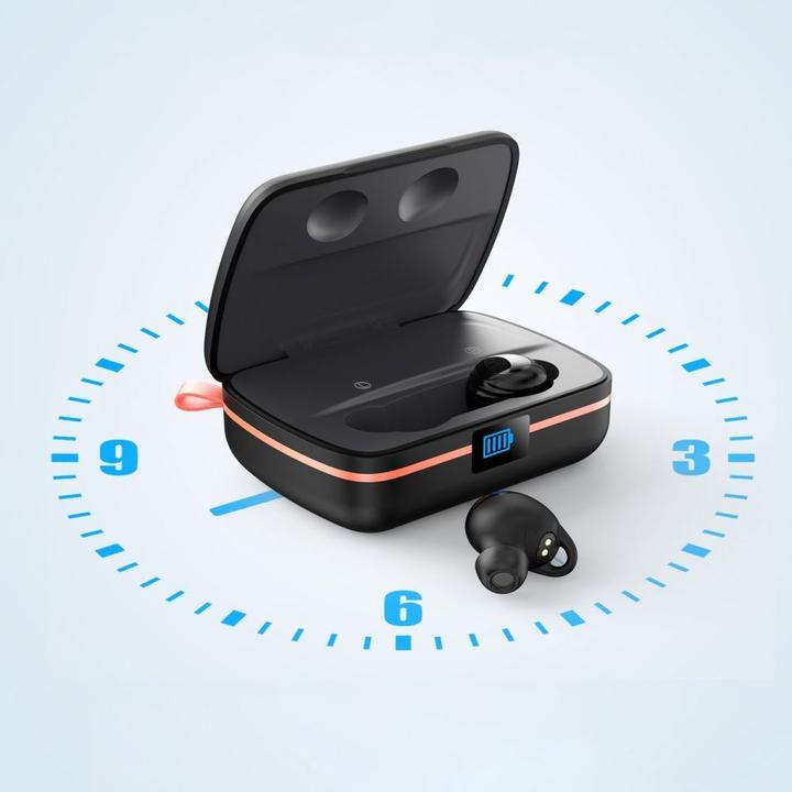 Actual product image Choetech TWS Bluetooth Headphones SOLAR incl. 2500mAh Powerbank -Black (8 h, Wireless)
