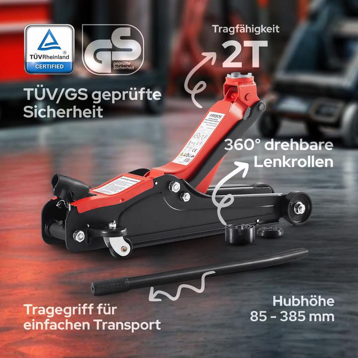 Produktbild Arebos 2t Hydraulischer Rangierwagenheber mit Gummiauflagen