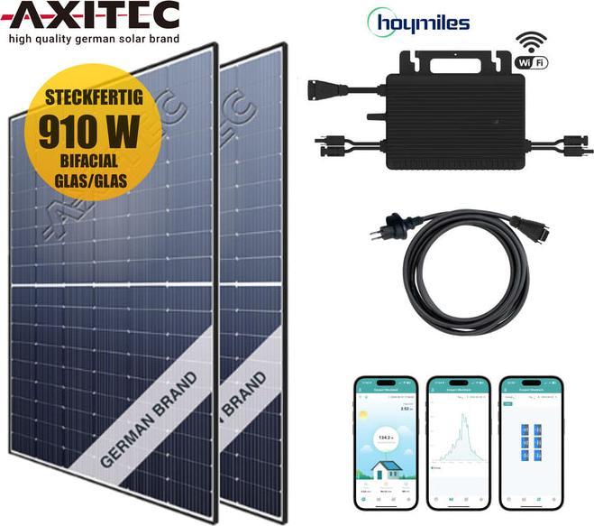 Supersolar Balkonkraftwerk-Set AXITEC Solar 910Wp/600W (910 W)