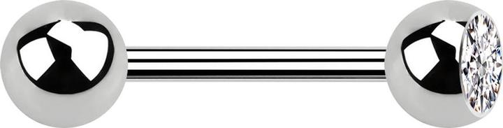 Actual product image Star Piercing Barbell internal thread silver with ball and ball crystal silver (Surgical steel 316L)