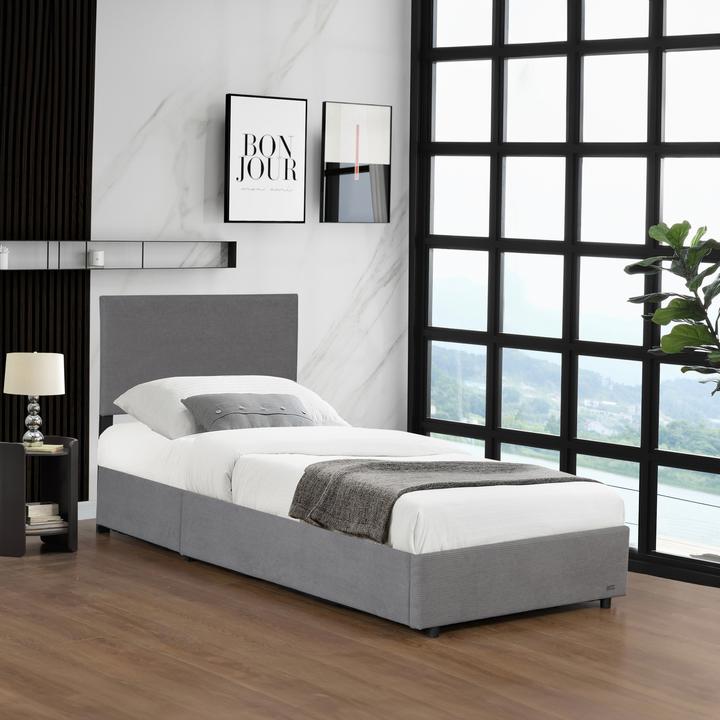 Actual product image Corium Polsterbett Juva Cord mit Lattenrost 90x200 cm Grau (90 x 200 cm)
