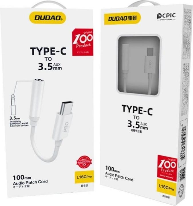 Image du produit Dudao Adaptateur audio pour casque USB Type C vers mini jack 3,5 mm (USB Type C, Jack 3.5mm)