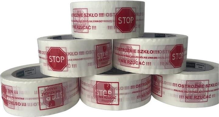 Actual product image Bestpak BSTech adhesive tape with print 48x100m "Careful glass" 6 pcs. (48 mm)