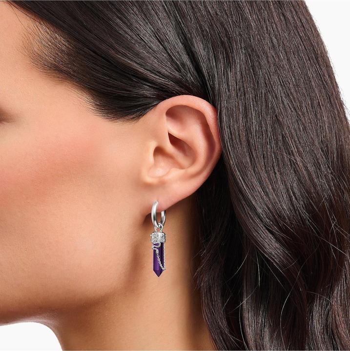 Produktbild Thomas Sabo Creolen mit Anhänger mit imitiertem Amethyst Silber geschwärzt (925er Silber/Silber)
