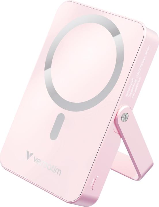 Actual product image Verbatim Charge ‘n’ Go Power Bank with Stand Magnetic Wireless 10000mAh - Pink (10000 mAh, 20 W, 37 Wh)