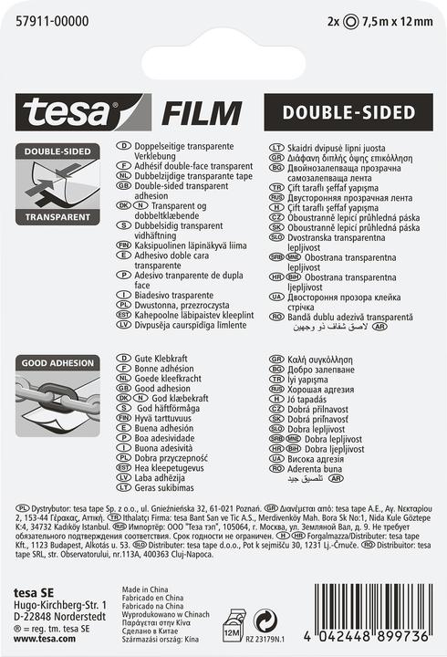 Produktbild tesa 2x tesafilm Doppelseitiges Klebeband, Fotofilm (15 mm)