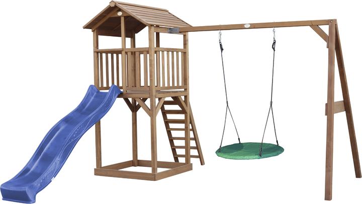 Axi Torre da gioco Beach Tower con altalena Summer Nest Brown - Blue Slide