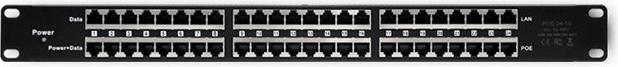 Actual product image Qoltec 54477 Patch Panel RACK 48V 24 ports Passive PoE Injector 1000m Black (Proprietary 48V)