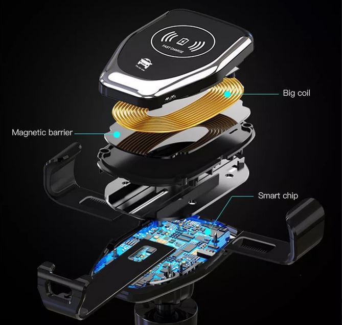 Produktbild PhoneLook Wireless Smartphone Halterung Car Mount 10W Qi Universal Halterung Klammer- & Kleb Aufsatz