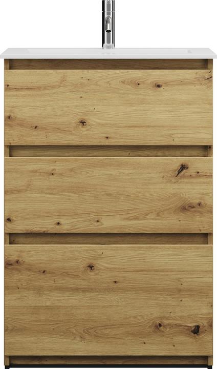 Immagine prodotto burgbad Lavabo in ghisa minerale Lin20 colore bianco opaco con mobiletto 3 cassetti, 620x365x902 mm