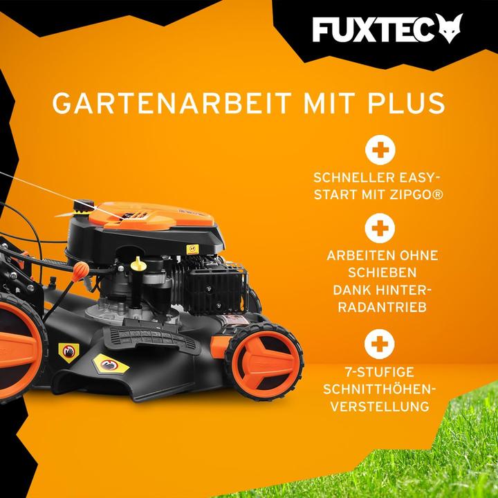 Actual product image Fuxtec Petrol lawn mower with electric starter zipgo® (Rechargeable battery operated)
