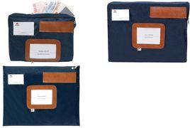 Immagine prodotto Alba Borsa da banco "POCSOUGM B" con piega ad espansione, in nylon, zip blu, finestra per mittente