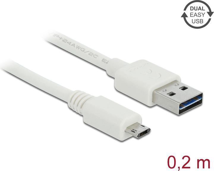 Immagine prodotto Delock Cavo USB2.0 Easy A-MicroB: 0,2m, bianco (0.20 m, USB 2.0)