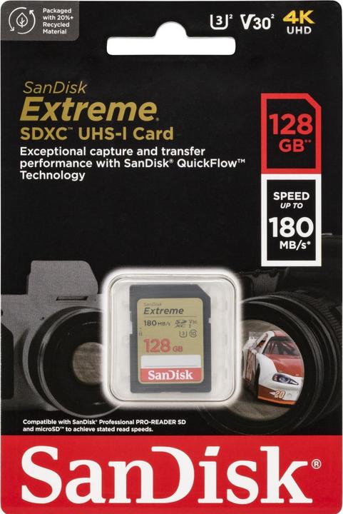 Actual product image SanDisk Extreme (128 GB, SDXC, U3, UHS-I)