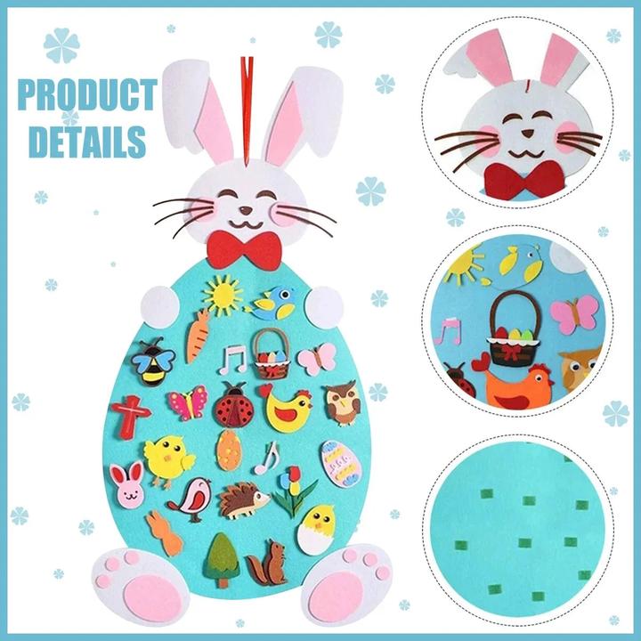 Produktbild Activity Board DIY Filz Ostern Kaninchen Anhänger Set bunte Eier Küken Puzzle Wand hängende Ornament Ostern Party