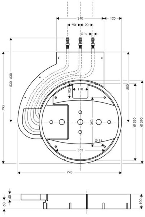 Actual product image hansgrohe HG basic body RAINDANCE RAINMAKER for overhead shower 600 3jet