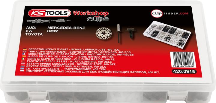 Actual product image KS Tools Trim Clips Assortment-Bodyshop Metal Fasteners, 400 pcs