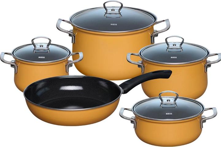 Actual product image Riess Enamel Cookware, Saucepan Set 5-pcs ORANGE 0558-113 (Pan set + pot set, Enamel)