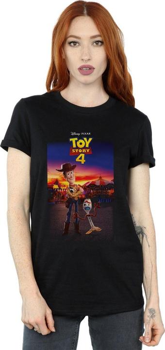 Actual product image Disney Womens/Ladies Toy Story 4 Woody And Forky Poster Cotton Boyfriend T-Shirt (S)