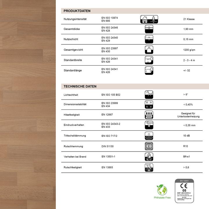 Nutritional values and ingredients Karat Buche-Optik 101S (Vinyl floor)