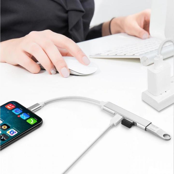 Actual product image PowerGuard 3-in-1 Lightning USB Camera OTG Adapter 2x USB Ports Charge-In