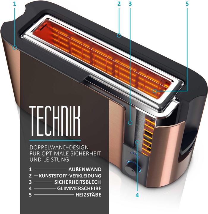 Image du produit Arendo Grille-pain à fentes longues FRUKOST Copper