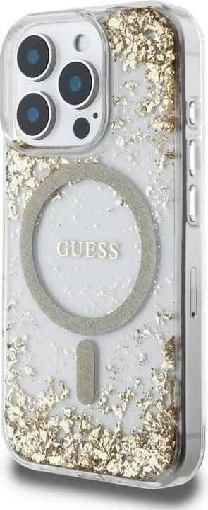 Actual product image Guess HC Resin Bottom Glitter MagSafe case for iPhone 16 Pro - gold (Apple iPhone 16 Pro)
