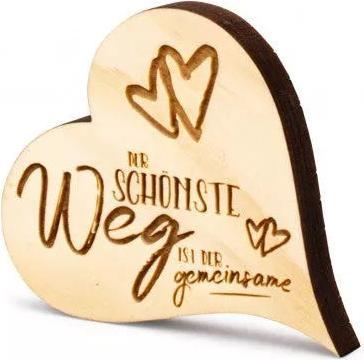 ZNatur Zirben Holz Herz Geschenk Deko mit Gravur Der schönste Weg No.55