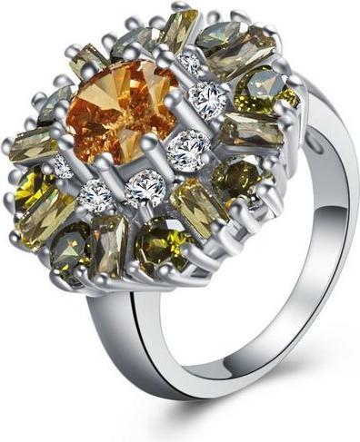 Hermex versilberter Ring mit Topas Zirkonia Peridot, Morganit - Gr. 55 / Size 7 (7)