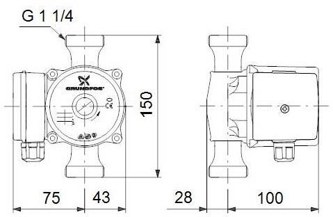 Actual product image Grundfos Circulation pump UP 20-30 N 150 mm 1 1/4" 59643500