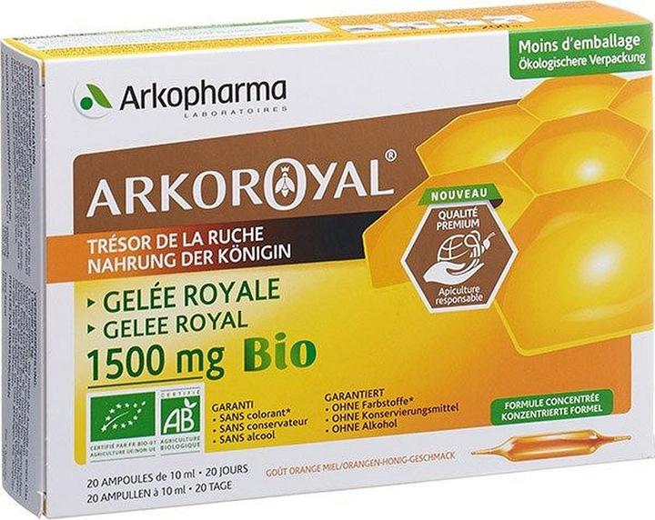 Actual product image Arkopharma Arkoroyal Bio Gelée Royal Ampullen 1500mg (20 Piece, Ampoule, 383 g)