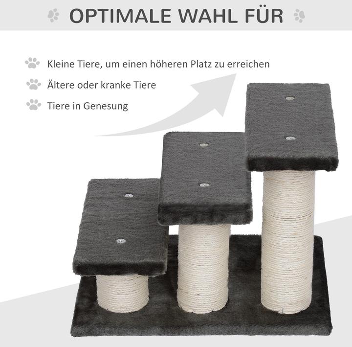 Actual product image PawHut Cat stairs with 3 steps (34 cm, Grey)