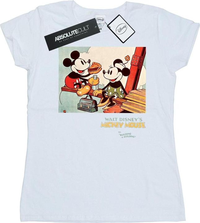 Actual product image Disney Womens/Ladies Mickey Mouse Building A Building Cotton T-Shirt (XXL)