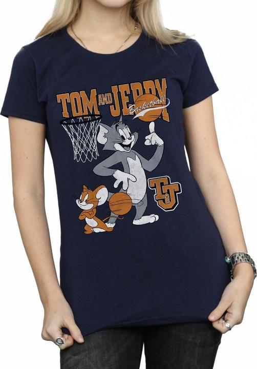 Actual product image Tom & Jerry Womens/Ladies Spinning Basketball Cotton T-Shirt (L)
