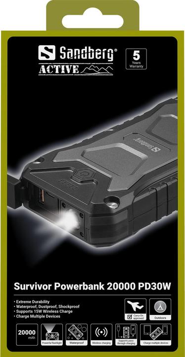 Actual product image Sandberg Survivor (20000 mAh, 30 W, 74 Wh)