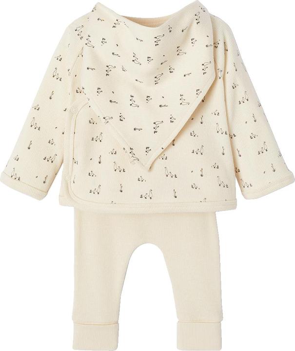 Vertbaudet Bio-Kollektion: Baby Geschenk-Set: Jacke, Hose, Mütze & Halstuch mit Gänsen
