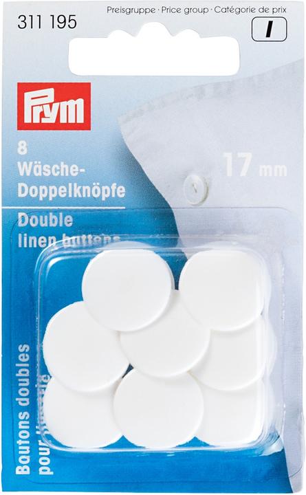 Produktbild Prym Wäsche-Doppelknopf, weiss 17 mm, Karte 8 Stk., Kunststoff