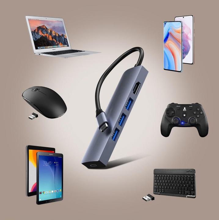 Produktbild Akashi 5 In 1 Hub: USB Type-C- Multiply The Possibilities Of Yo (USB-C)