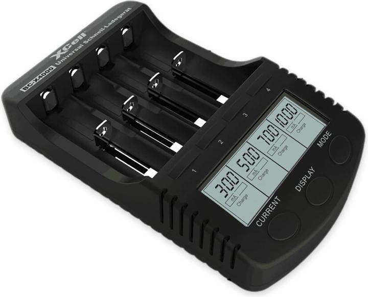 Produktbild XCell Schnell-Ladegerät BC-X4000 Digital LCD (1 Stk., 14500, 16340, 17500, 18490, 18500, 18650, 26500, 26650, Sub-C, AA, AAA, Ladegerät inkl. Akku)