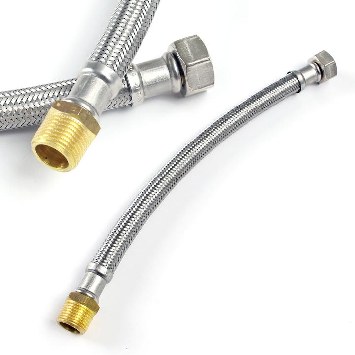 Produktbild XPOtool Flexschlauch 500mm DN13 Panzerschlauch 3/4" ÜM 24,12mm 1/2" AG 20,95mm