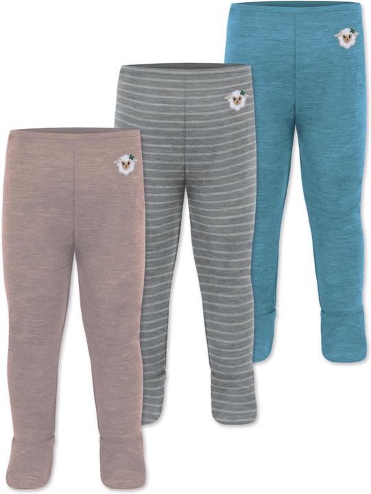 Image du produit Normani Lot de 3 slips bébé mérinos avec pieds - 9543 (74)