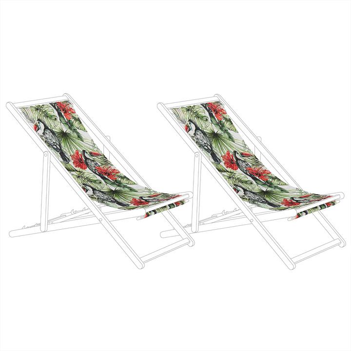 Image du produit Beliani Housse en tissu, lot de 2, pour chaise longue de jardin ANZIO / AVELLINO motif toucan multicolore