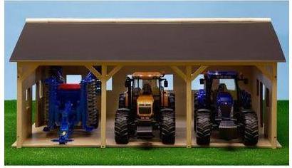 Produktbild Kids Globe Farming Agricultural Shed Wood für 3 Traktoren