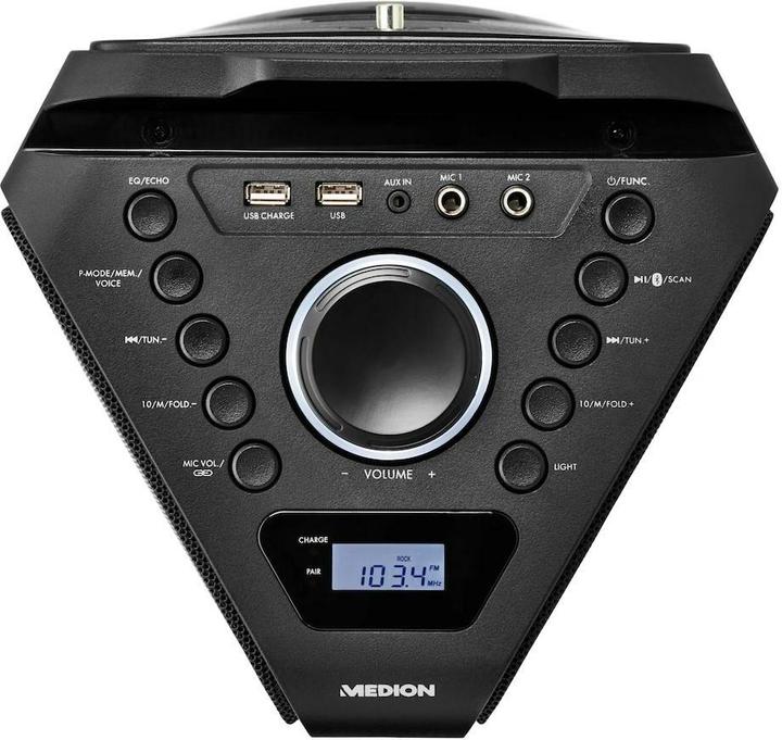 Actual product image Medion MD 43552 Party speaker black (4 h, Electrical connection, Rechargeable battery operated)