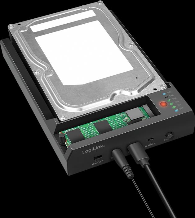 Productafbeelding LogiLink USB 3.2 Gen 2 Quickport, 2-poorts, voor SATA HDD/SSD en M.2 NVMe SSD (2 Havens)