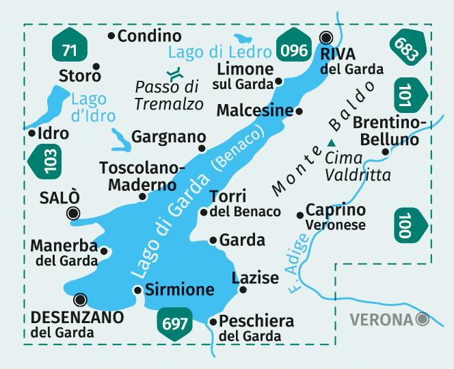 Energy Label Hiking map 102 Lake Garda, Lago di Garda, Lake Garda, Monte Baldo 1:50,000