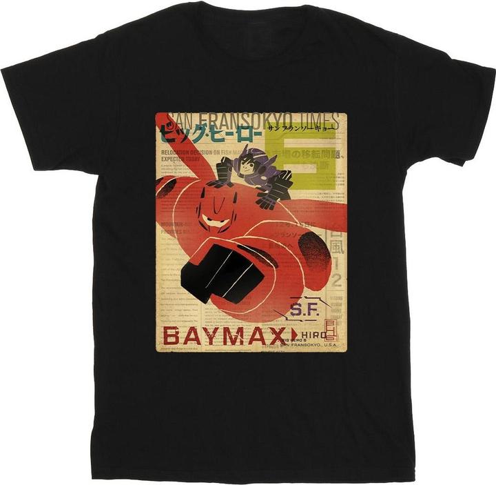 Actual product image Disney Boys Big Hero 6 Baymax Flying Baymax Newspaper T-Shirt (128)