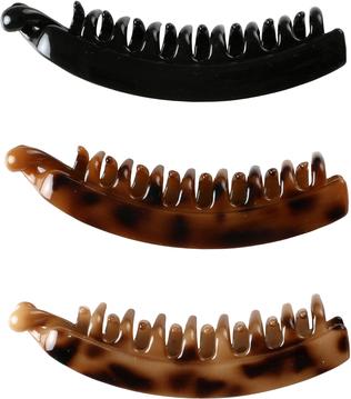 Trisa Fashion Banana Haarclip Schwarz, Braun & Beige marmor. 3 Stk. (3 Stk.)