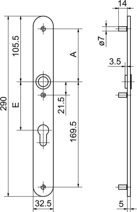 Produktbild Glutz Schutzt+AMMAvA-rschild aussen 52150/52152 glide/easyfix+AMIArg- (Türschildgarnitur)