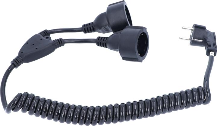 Produktbild As - Schwabe 2fach Schutzkontakt-Spiralkabel, schwarz (2.50 m, CEE 7/3)